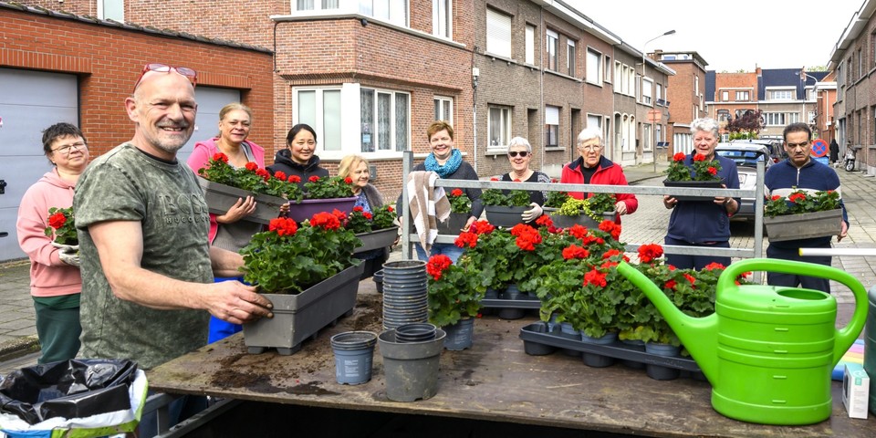 bewoners van Hodonk planten samen plantjes